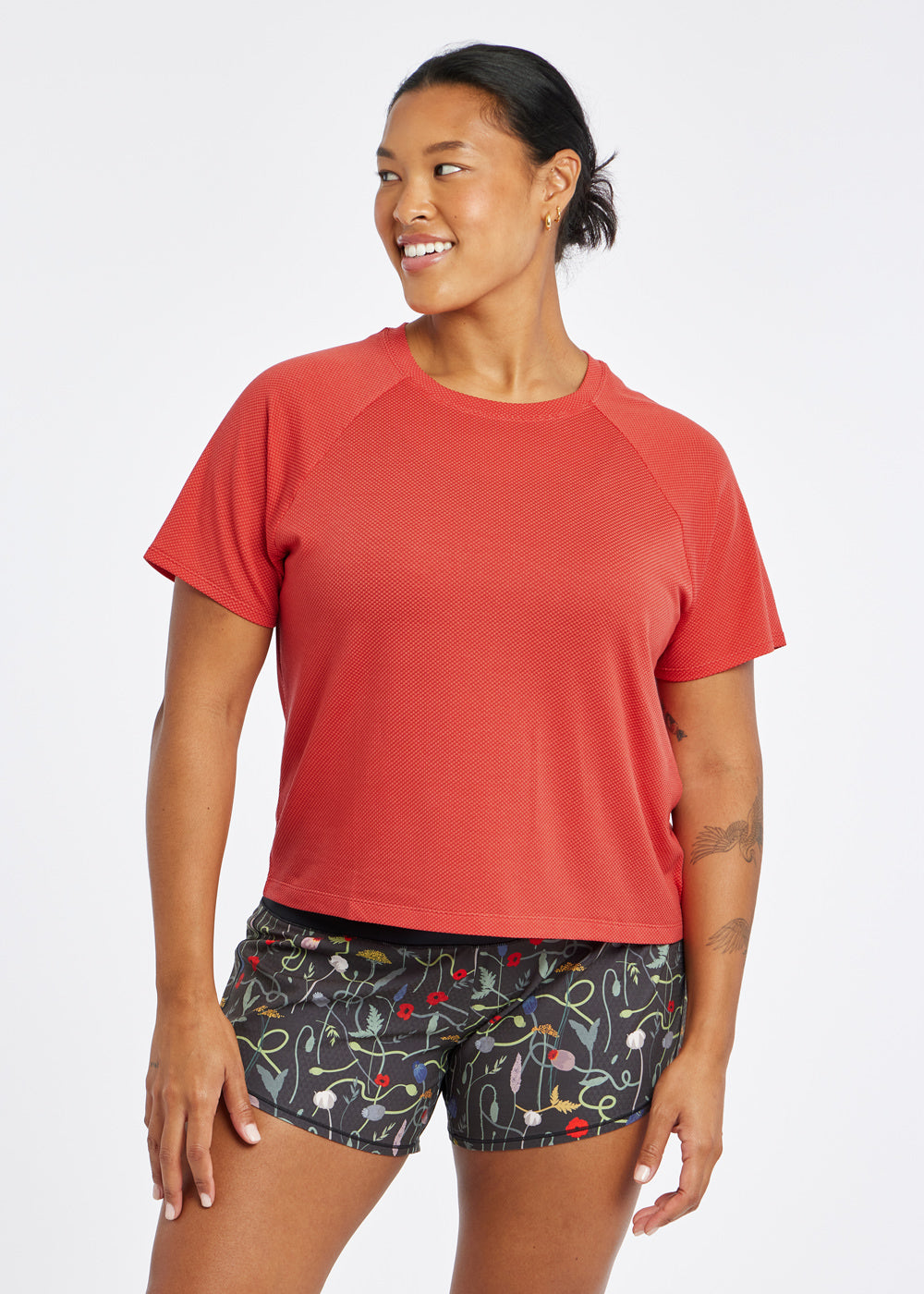 Flyout Boxy Short Sleeve in Cardinal Red, front view