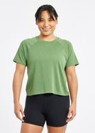 Flyout Boxy Short Sleeve in Green, front view