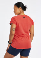 Flyout Short Sleeve in Cardinal Red, back view