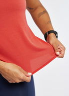 Flyout Short Sleeve in Cardinal Red, fabric view