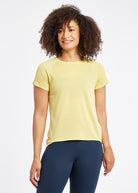 Flyout Short Sleeve in Saffron Yellow, front view