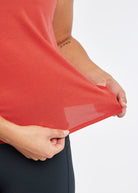 Flyout Trail Running Tank in Cardinal Red, detail view