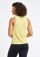 Flyout Trail Running Tank in Saffron Yellow, back view