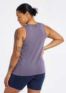 Flyout Trail Running Tank in Twilight Purple, back view