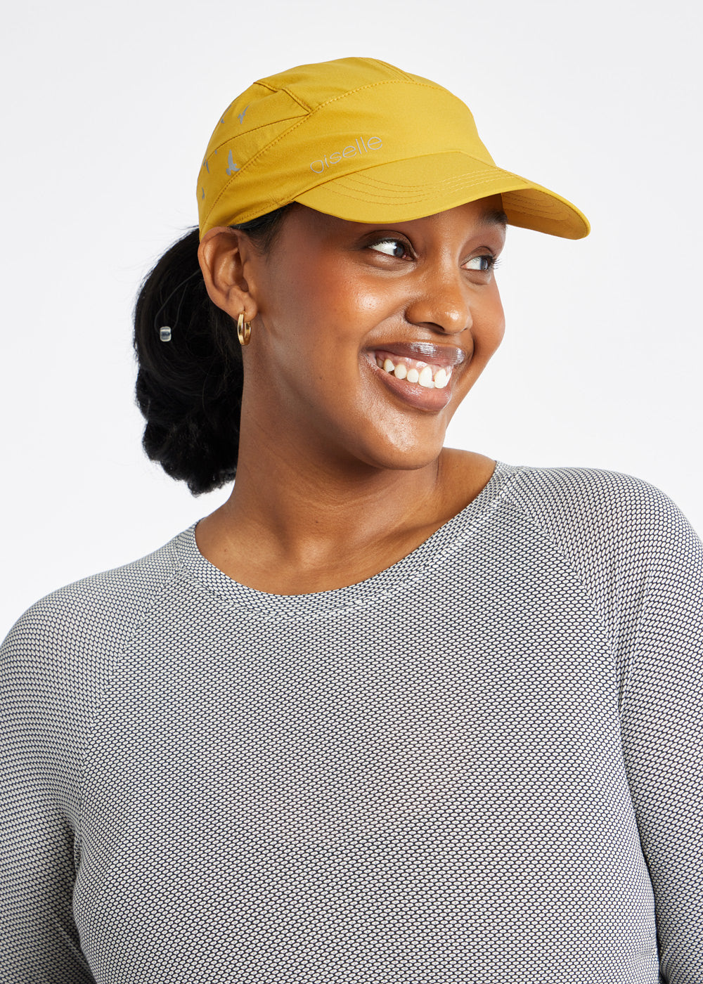 Foldable Roga Running Cap in Saffron Yellow, view 1