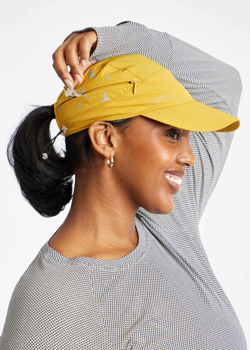 Foldable Roga Running Cap in Saffron Yellow, view 2