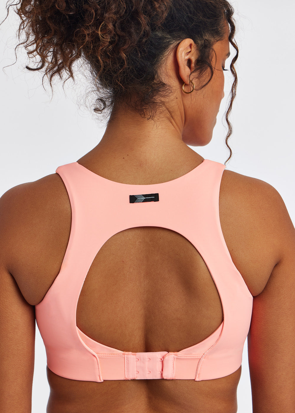 Ivory Rose Fuller Bust contrast sports bra with strappy back detail in  black and pink